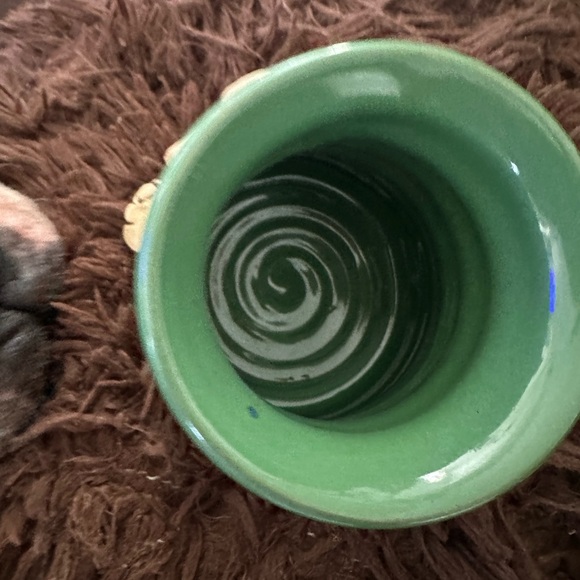 Handcrafted Green and Tan Ceramic Mug - Picture 4 of 5